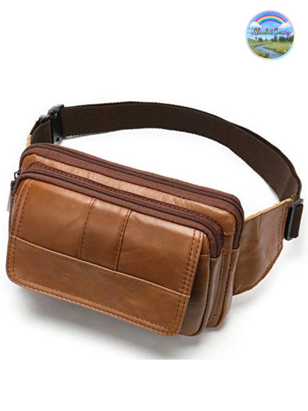 Real Leather Fanny Pack Sling Waist Pack for Travel Hiking Running Hands-Free